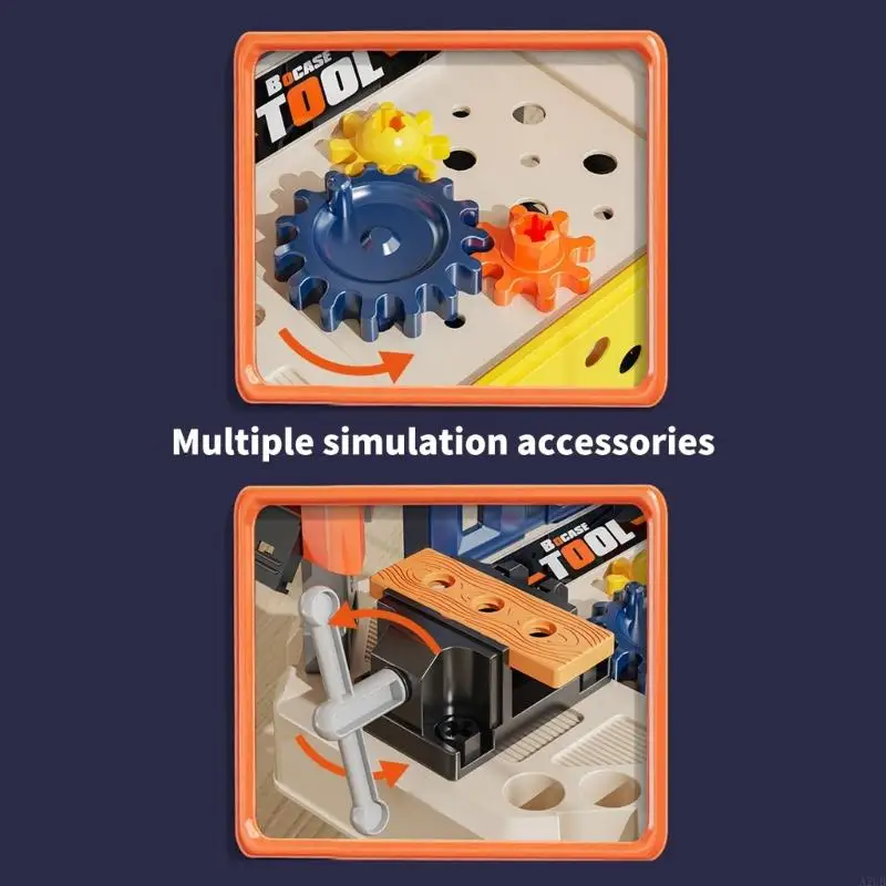 معدات إصلاح التظاهر المهنية 90 قطعة مجموعة اللعب الهندسية للأطفال خطة تخزين كثيفة لعبة تطوير المهارات الحركية A2UB