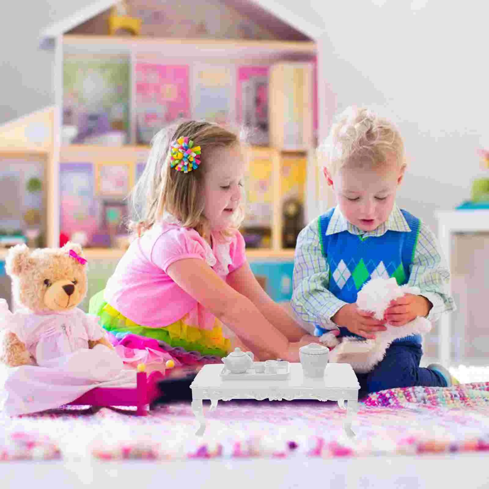 Miniature Teaware Tea Table Model Kids Toy House Adornment Simulation Plastic Child Mini Teaware Adorn Play Educational
