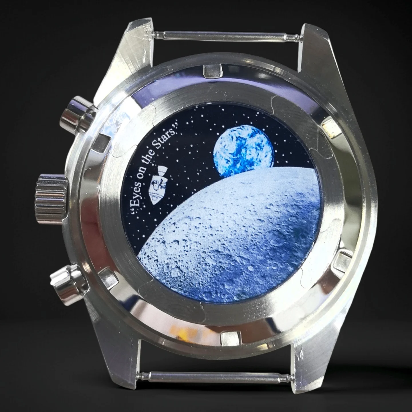 40MM Men's Watch Stainless Steel Case Gold Word Aluminum Bezel Moon Back Cover Fit VK63 Movement Watch Accessories Assembly