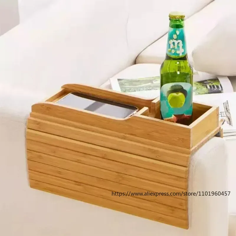 Couch Cup Holder Natural Anti-Slip Bamboo Sofa Armrest Tray Foldable Multifunctional Sofa Cup Holder for Cups Remote Control