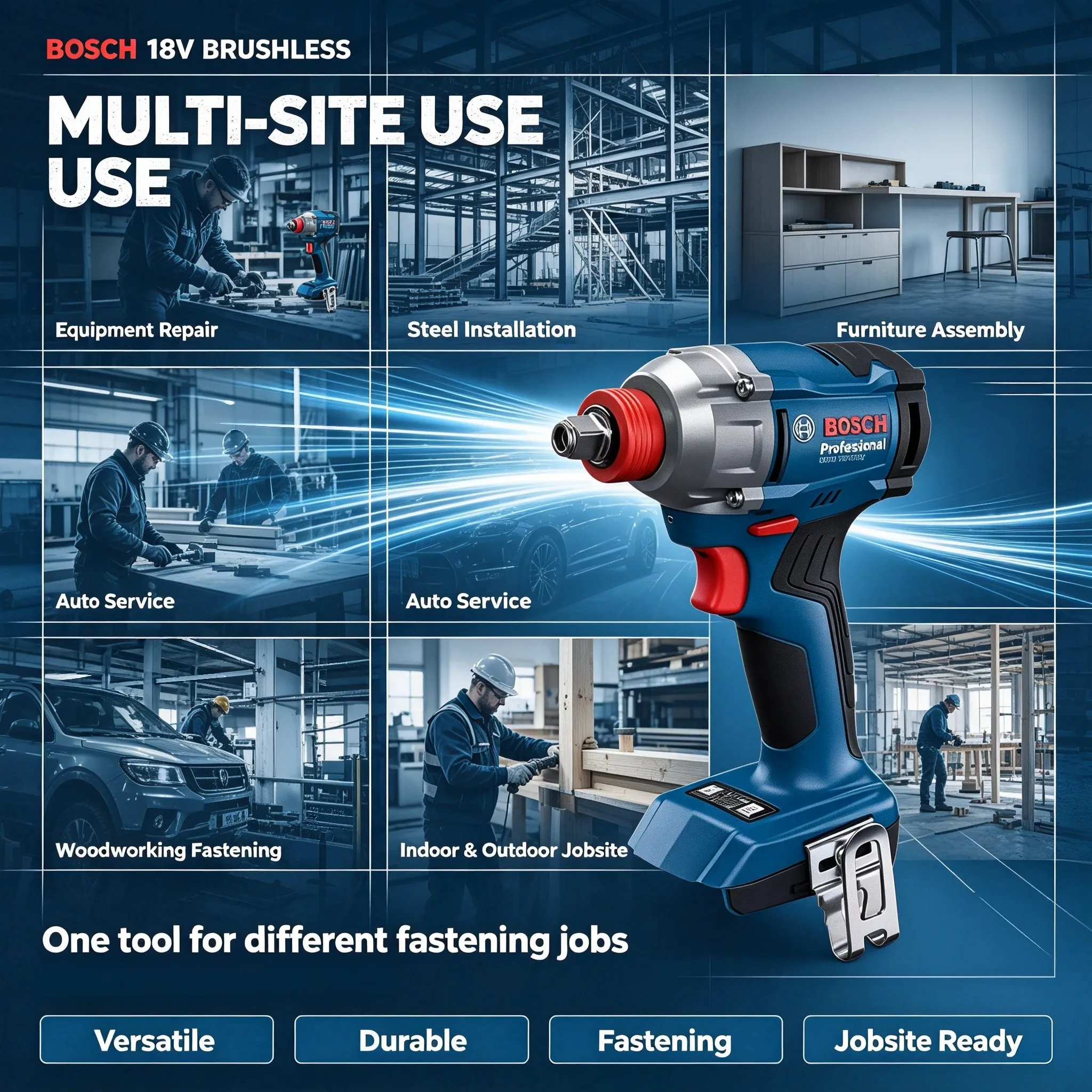 Bosch GDX 18V-285 Cordless Impact Driver/Wrench Bosch Professional Power Tools AmpShare 18V Impact Tool 1/4