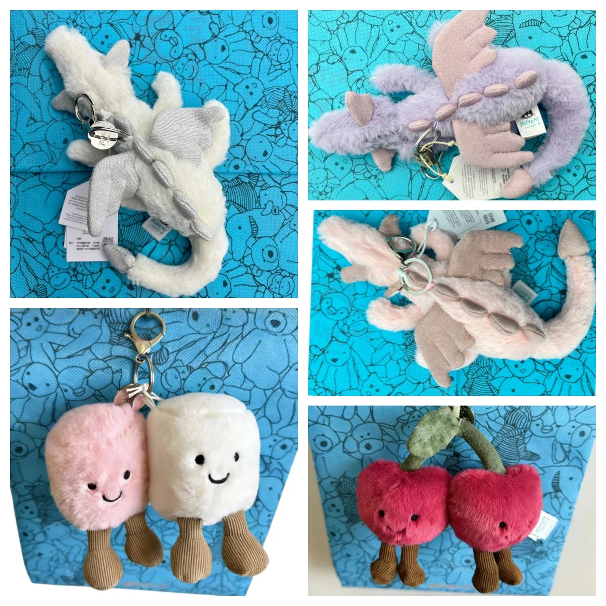 

Подвеска JC с тремя бирками и стальной гравировкой, украшение в виде сахарной ваты, плюшевый брелок в виде снежного дракона, плюшевый брелок в виде круассана, плюшевая черепашка.