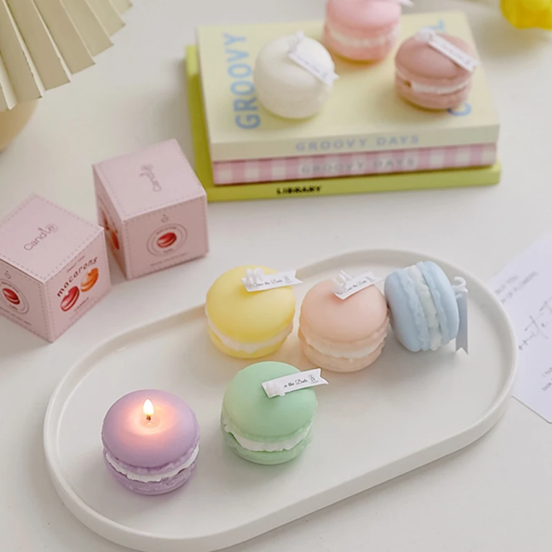 Macaron Aromatherapy Candle Photo Prop Diy Birthday Gift Fragrance Candle Perfume Scent Creative Gift