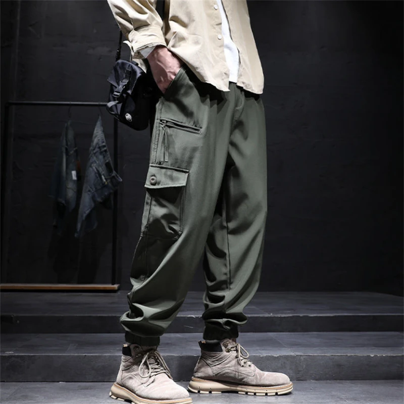 

Summer Thin Ice Silk Cargo Pants Hip Hop Loose Harlan Pants for Men's Sports Trousers Men's Casual Pants