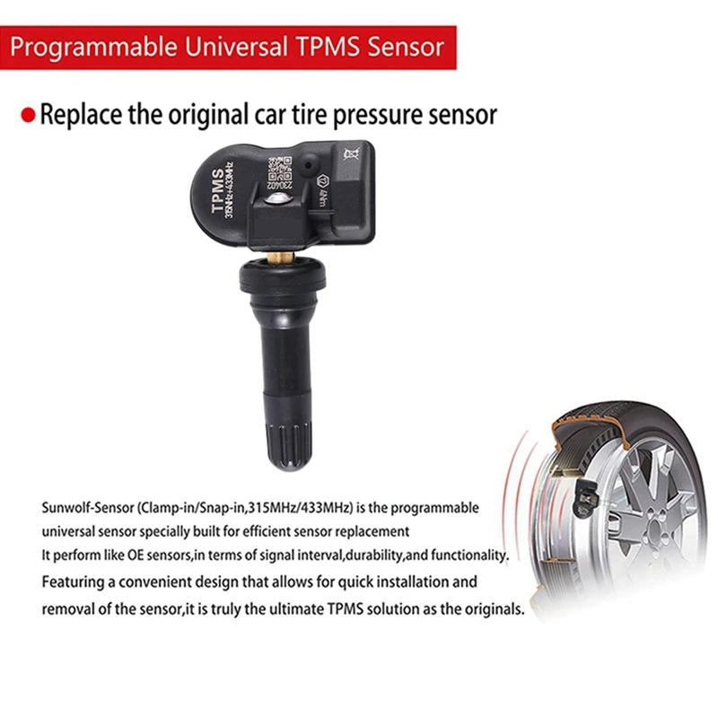 4 Stück Programmierbarer MX-Sensor TPMS Reifendrucküberwachungssensor 315MHZ 433MHZ Universal 2-in-1 Reparaturwerkzeug für Autel Schwarz – Detail 10