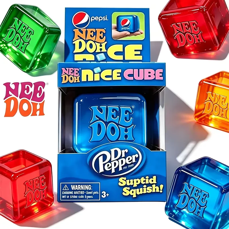 

New Soda Color Needoh Nice Cube, Soft Squish Squeeze Fidget Toy, Portable Stress Relief Decompression Toy, Color Box Packed Gift