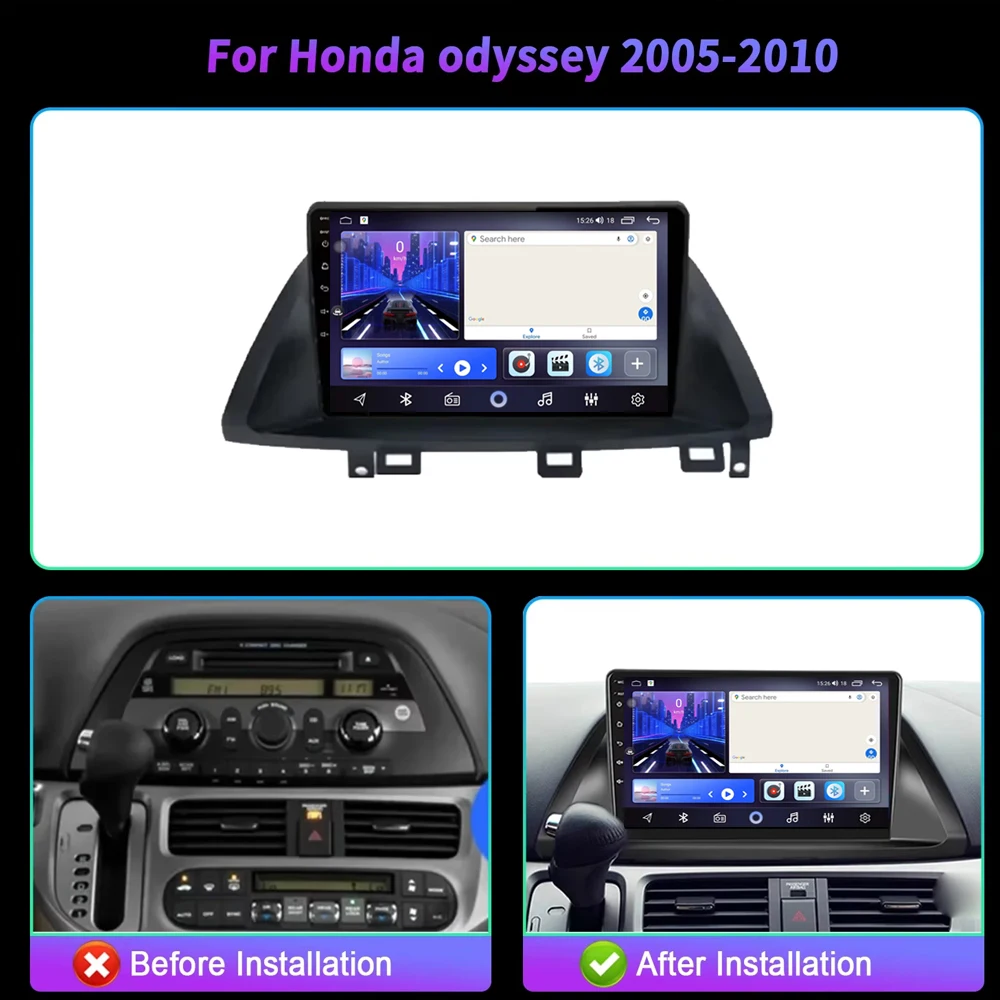 Android 15 For Honda Odyssey 2005 - 2010 Car Radio Multimedia Player Navigation Stereo DSP Carplay 5G WIFI