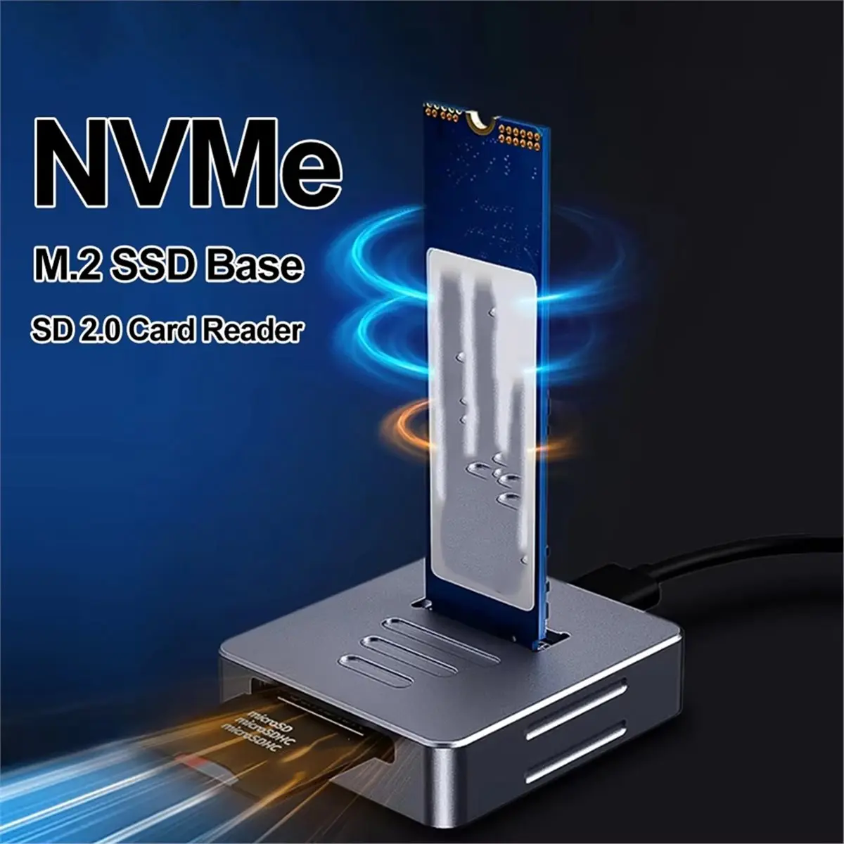 Digital Essentials 10Gbps M2 NVMe to USB 3.1 Docking SSD Box Adapter M.2 SSD Case for 2230 2242 2280 22110 Enclosure Base SD2.0