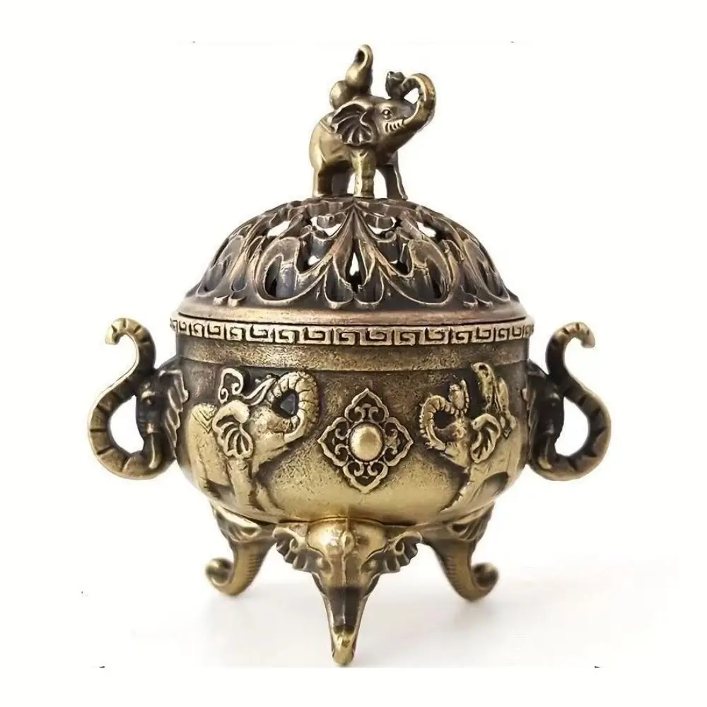 Alloy Incense Burner Hollow Out Animal Foot Plate Sandalwood Incense Burner Mini Three Legged Stove Tea Ceremony Home Decoration