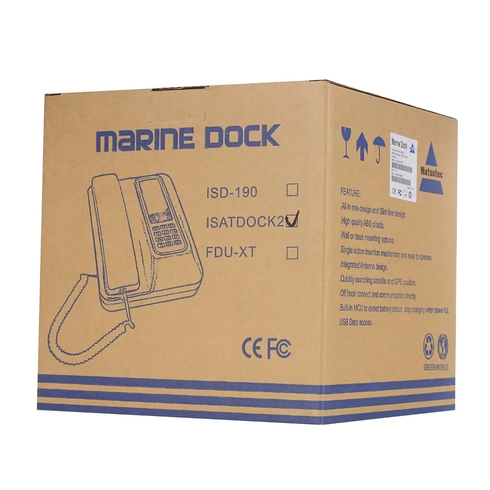 محطة إرساء Matsutec ISD-190 Isatphone Pro مع هوائي نشط وكابل 10 أمتار هاتف قمر صناعي بحري isatdock ISD-190