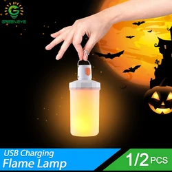 LED Camping Lantern light Halloween LED Flame Light USB DC5V Rechargeable Dimmable Night Light Yard Camping Lights Decoration