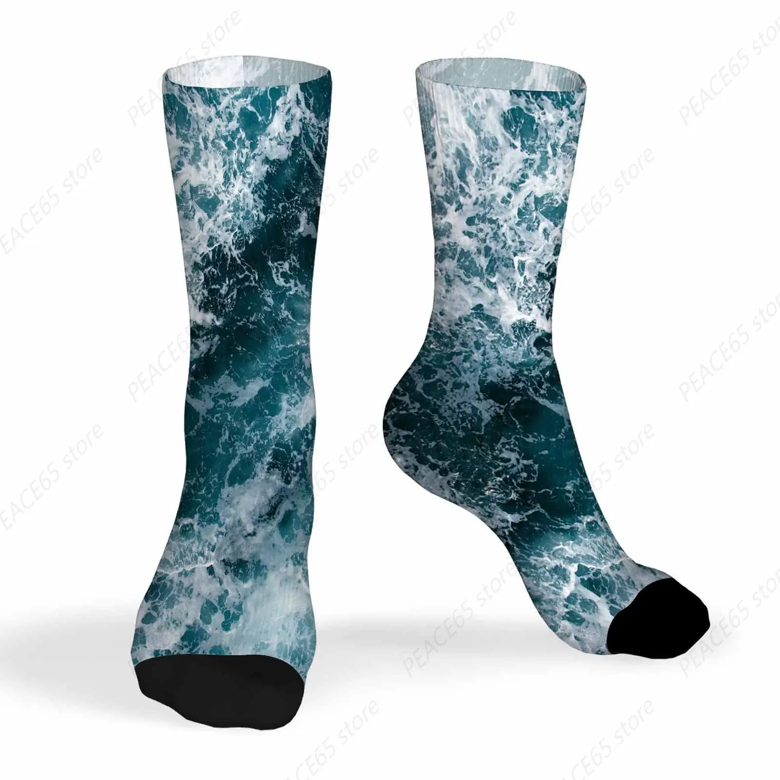 Socks Blue Sea Mens Fun Dress Socks Waves Water River for Women Funny Novelty Crazy Design Socks