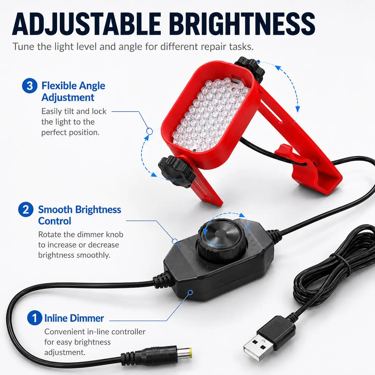 FX18 LED Microscope Light Space Saving Lamp with Brightness Control Mount for Microscope Stand Phone PCB Soldering Repair