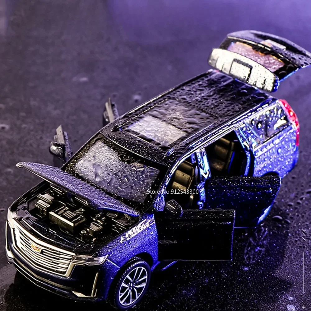 Modelo de coche Cadillac ESCALADE a escala 1:32, juguete con 6 puertas abiertas de Metal fundido a presión, luz musical, modelos de vehículos extraíbles, regalo ornamental para Hobby