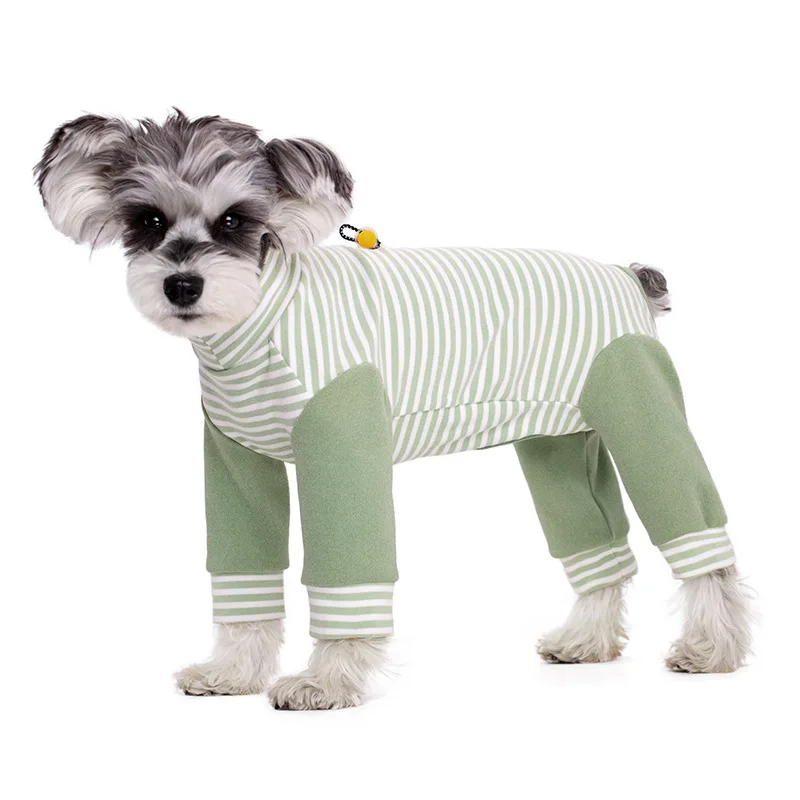 Stripe Pet Dog Clothes Fleece Dog Overalls Winter Warm Dog Jumsuit Cotton Thin Jumpsuits for Dogs Bottoming Shirt with 4 Legs