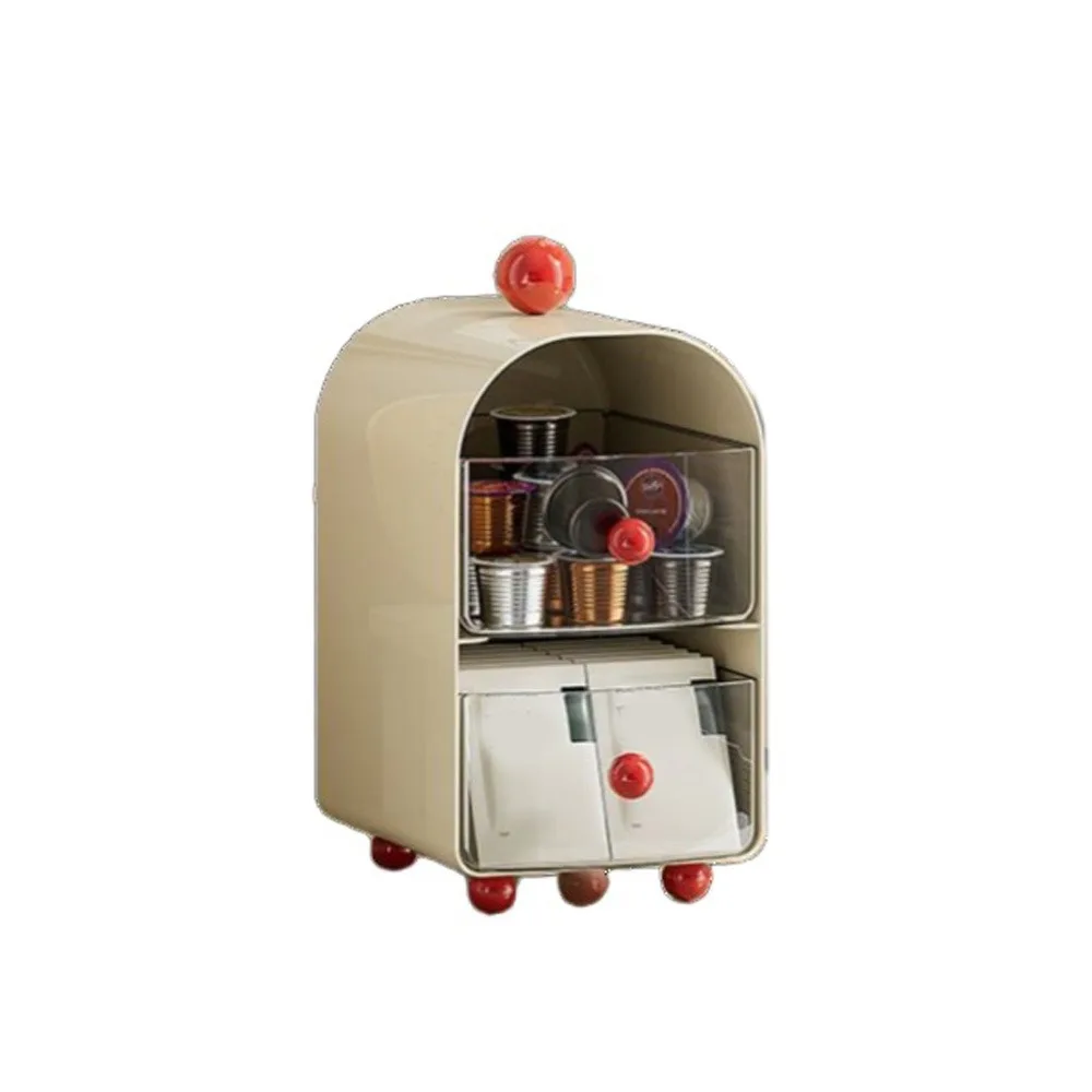 

2 Layer Teas Bag Storage Box Large Capacity Transparent Stationery Storage Box with Drawers Plastic Cosmetics Storage Container