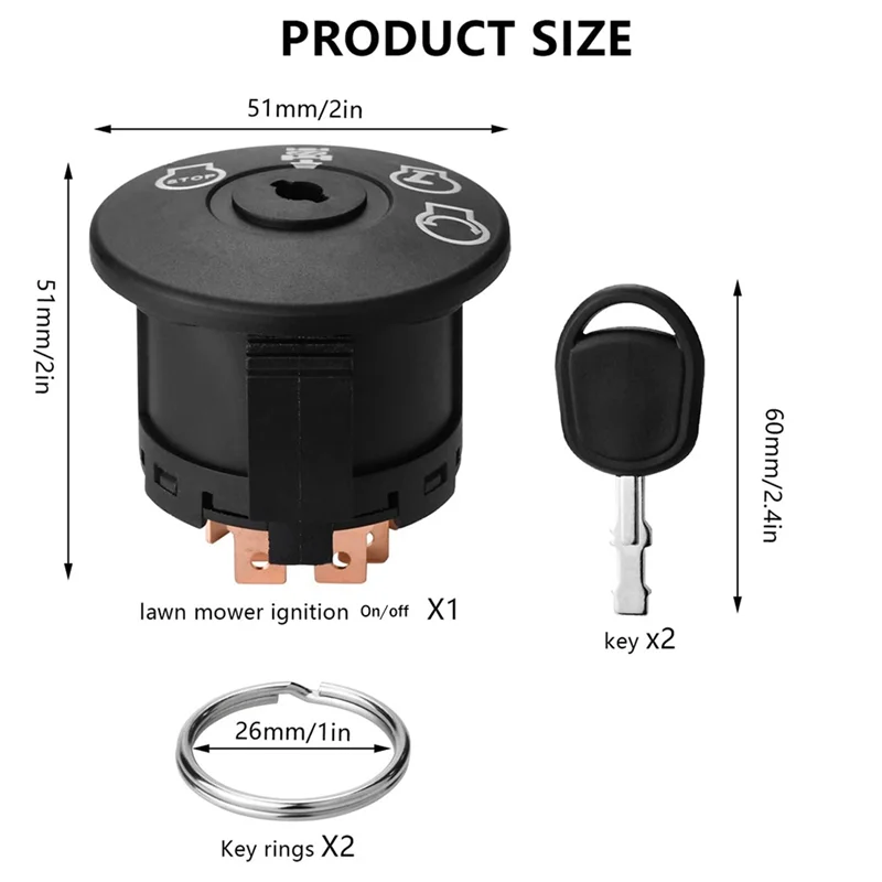 Ignition Switch 4 Position with Key for Riding Lawn Mower Tractor 193350 532193350