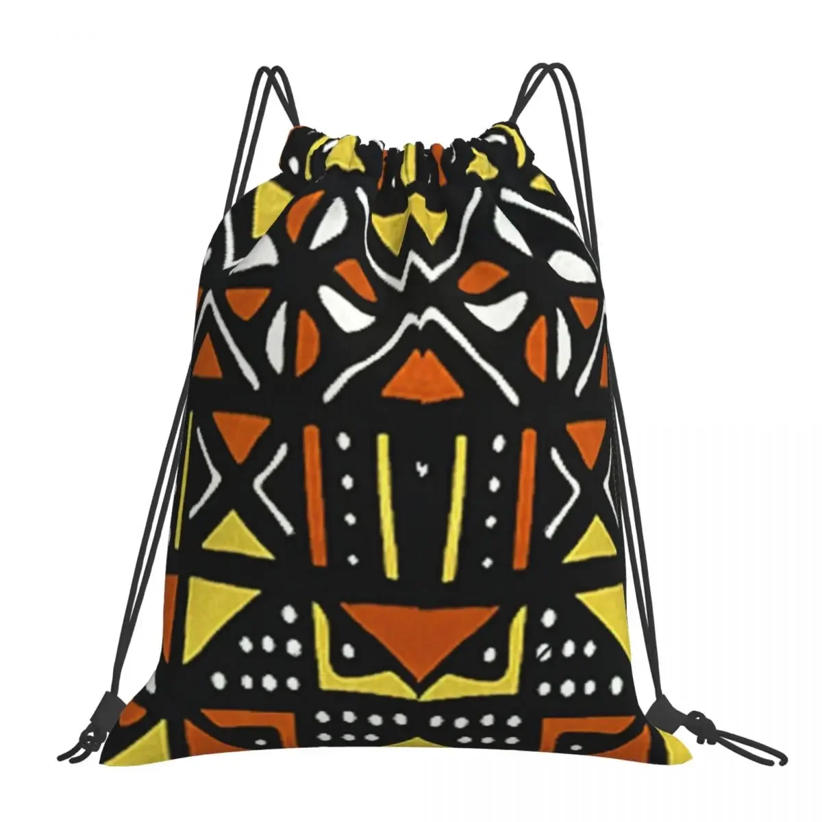 

African Bogolan Mudcloth Pattern Backpacks Drawstring Bags Drawstring Bundle Pocket Sundries Bag BookBag For Man Woman School