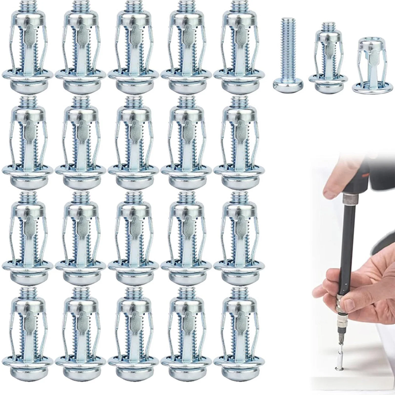 20pcs Expansion Screw Nuts Lantern Shaped Screw Metal Nut Fastener Panel License Iron Sheet Plate Clamp Lock Jack Nuts