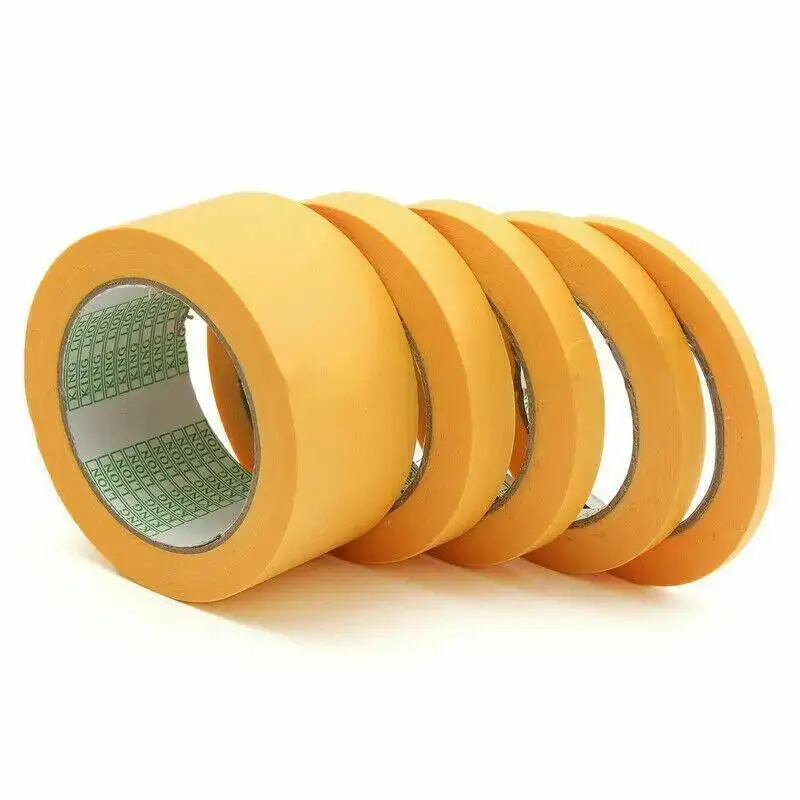 50M/20M/18M Yellow Adhesive Masking Tape Textured Paper Auto Car Paint Decoration Seamless Hand Tear No Mark for Painting