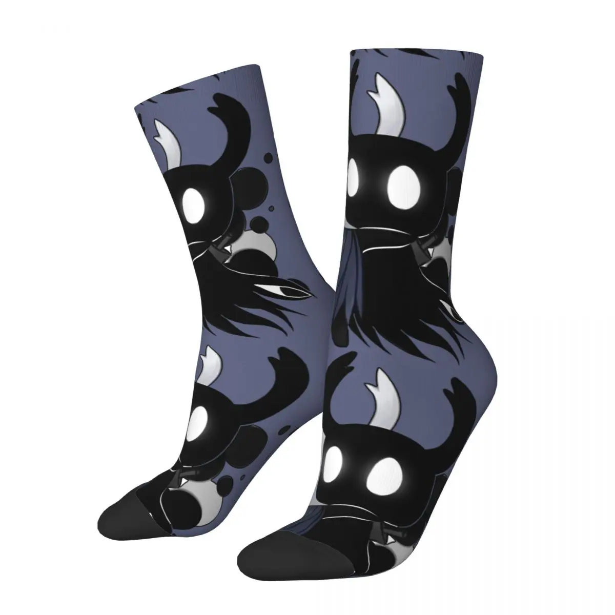 Funny Crazy Compression Sock for Men Hugs Art Hip Hop Harajuku Hollow Knight Happy Seamless Pattern Printed Boys Crew Sock