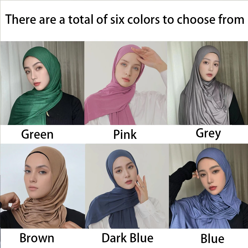 Rimaire Nieuwe Pure Kleur Moslim Hijab Jersy Hijaabs Voor Vrouwen Katoen Islam Hoofddoek Comfortabel En Glad 170*70Cm Grote Maat Sjaal