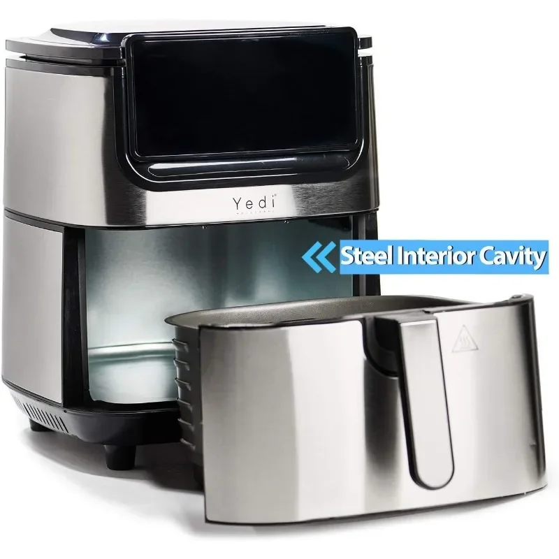 Аэрофритюрница Yedi Evolution, 6,8 литра, нержавеющая сталь, керамическая корзина для приготовления пищи, с комплектом аксессуаров Deluxe и книга рецептов