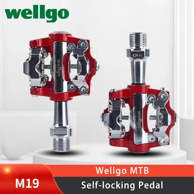 Wellgo Ultralight MTB Road Bike Pedal M19 Aluminum Alloy Sealed Bearing Clipless Pedal SPD Bike Pedals Bicycle Cycling Parts