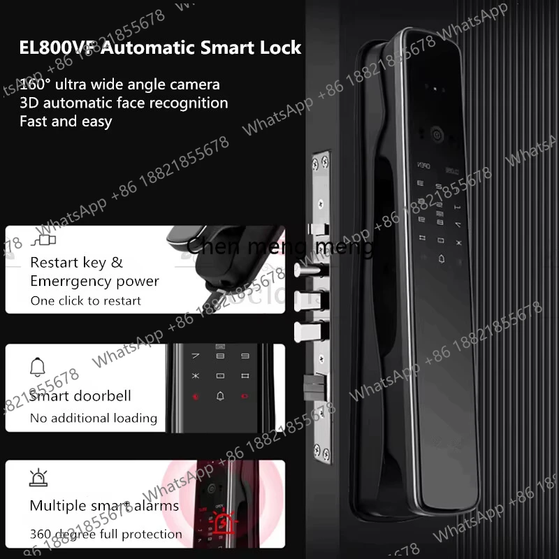 Fully Automatic Smart Doorlock EL800VF Facial Recognition Fingerprint Lock Anti-theft Door Electronic Password IC Card APP