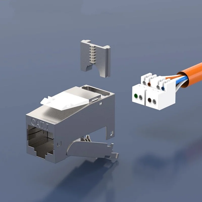 Keystone Jack RJ45 Female Connector 10Gbps Cat7 Shielded Ethernet RJ 45 Tool-Free Connection Computer Networking Modules Plugs