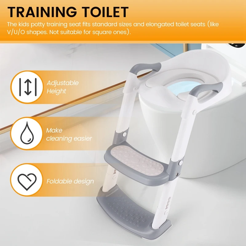 Toilet Potty Training Seat With Ladder, Kids Toddler Training Toilet,Safe Potty Seat With Non-Slip Mat Ladder