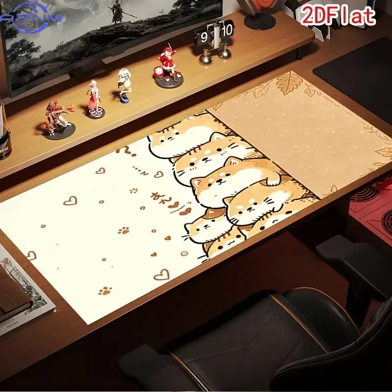 Cute Stacked Cartoon Puppy Large Mousepad, Non-Slip Rubber Waterproof Extended Desk Mat, Lovely Heart Paw Print Art Mouse Pad fo