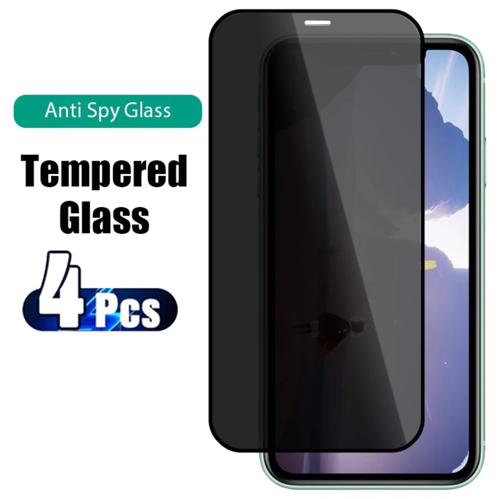 4 Pieces Anti-Spy Screen Protector for iPhone 7 8 14 Plus 12 13 Mini XR SE 2020 Private Glass for iPhone 12 13 14 Pro Max