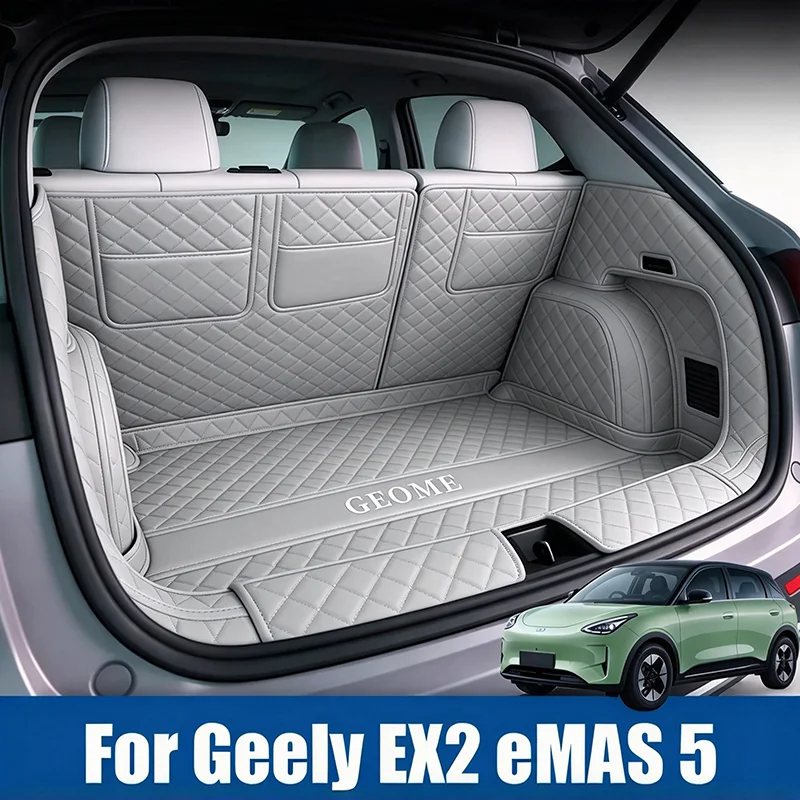 Full Cover Leather Trunk Mat For Geely EX2 Xingyuan eMAS 5 2025 2026 Car Boot Liner Tray Waterproof Mud Protector Cargo Carpet