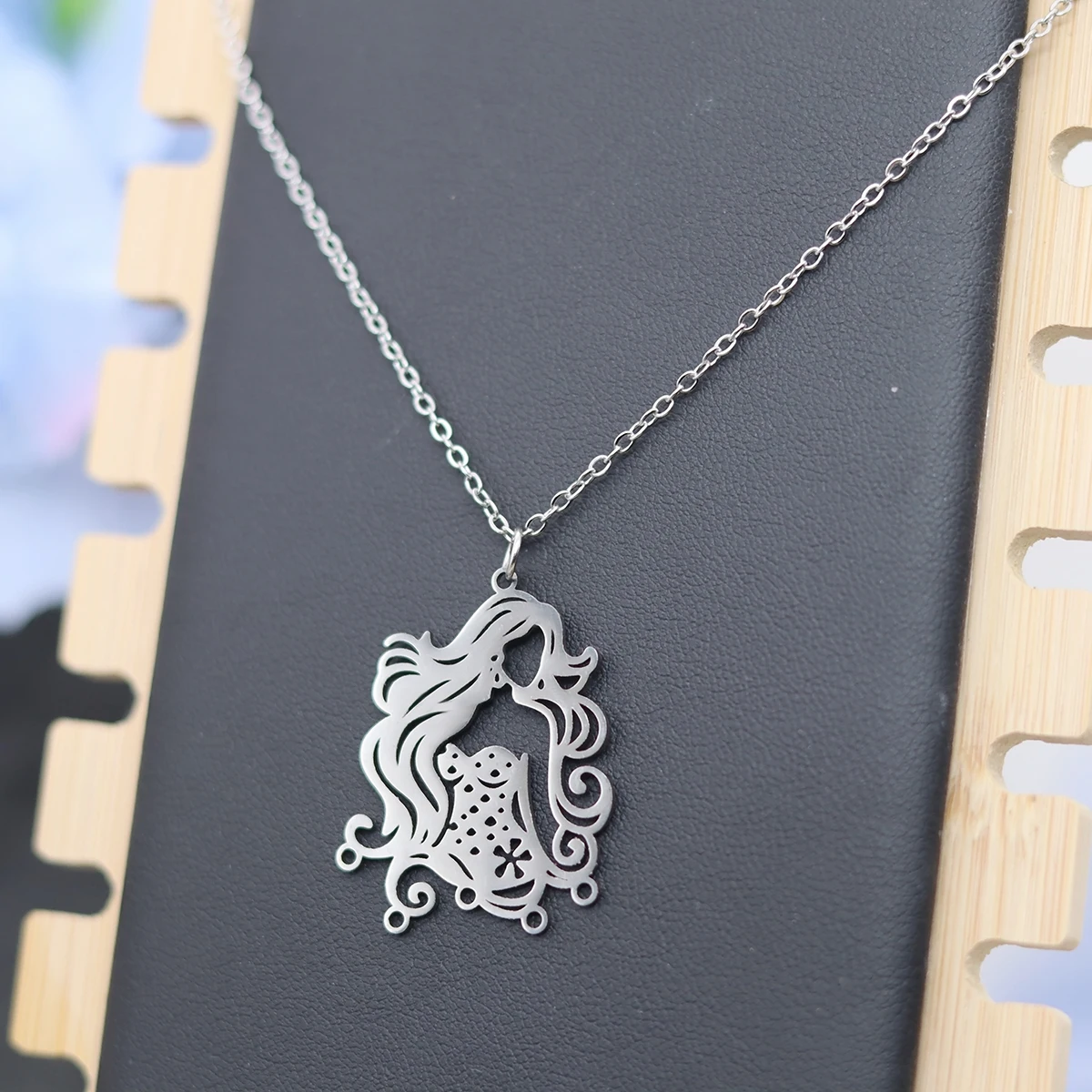 Cxwind حساسة الشعر الطويل الجمال زاوية فتاة قلادة قلادة الفولاذ المقاوم للصدأ سلسلة المختنق مجوهرات الزفاف هدية عيد ميلاد