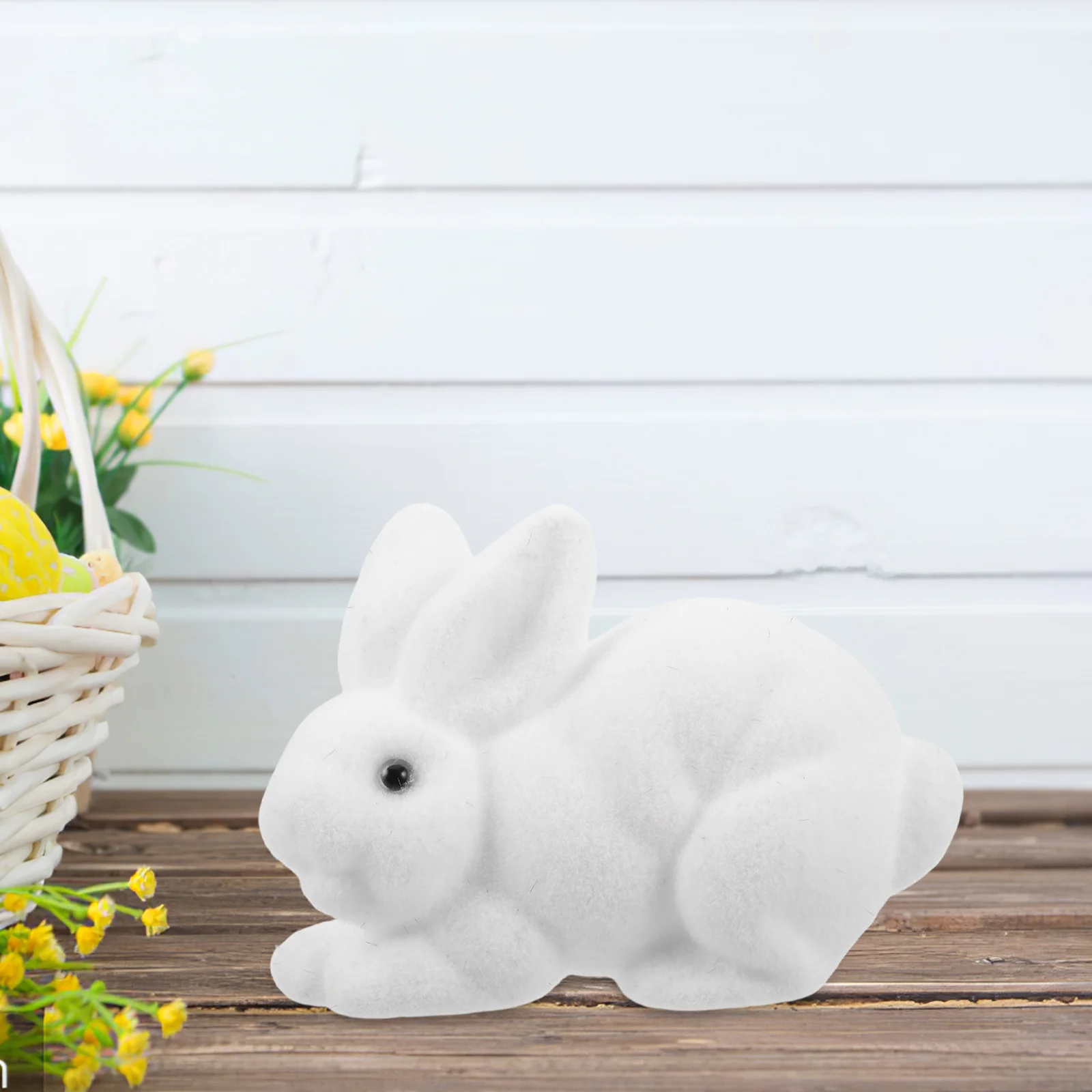 

Lifelike Easter Bunny Craft Foam Rabbit Adornment Small Garden Ornament Realistic Moss Flocking Outdoor Patio Decoration