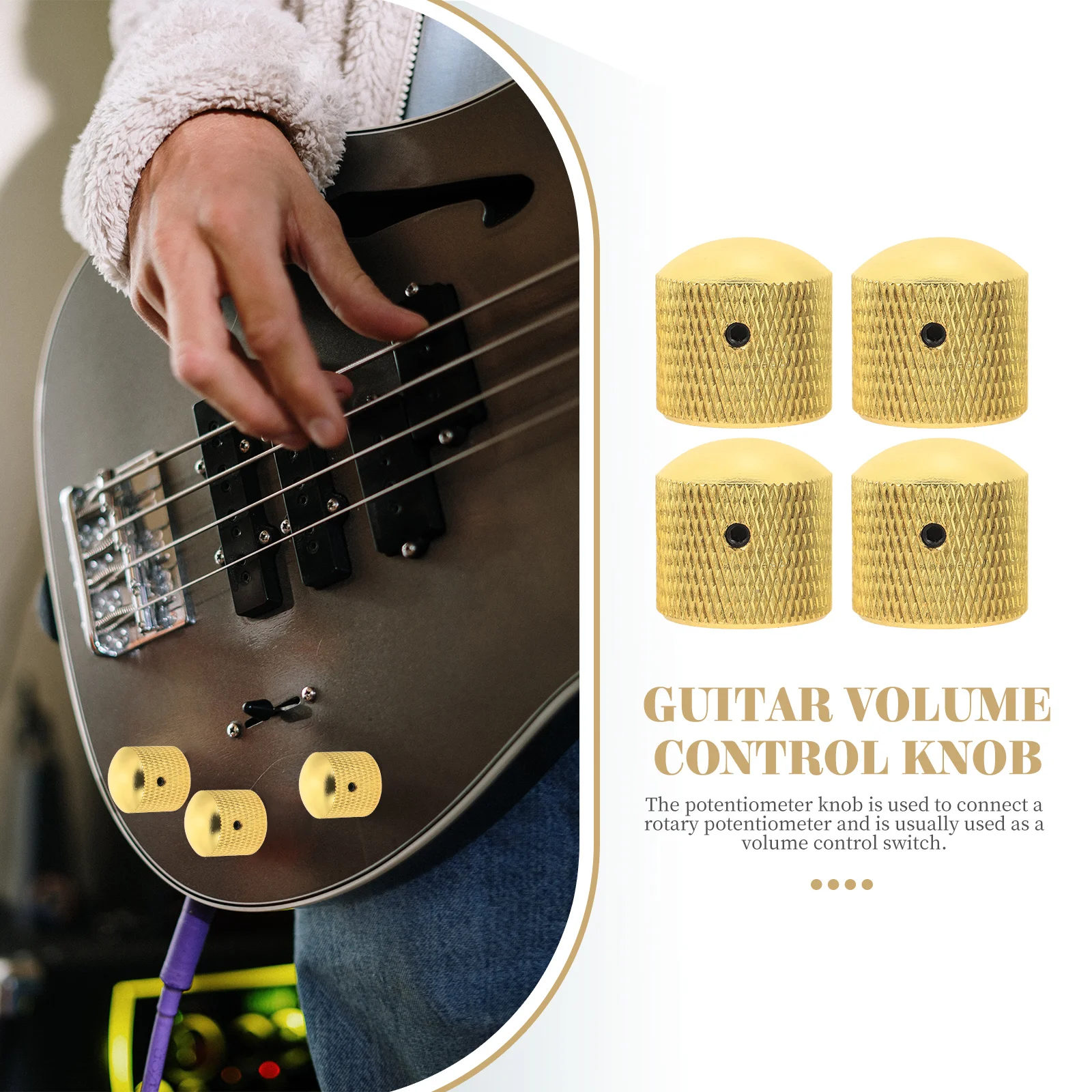 

4 Pcs Electric Guitar Knob Volume Control Knobs Metal and Tone Golden Bass Caps Child
