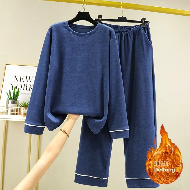 

Men's Casual Warmth Velvet Home Clothes Set Autumn Winter Loose Large Size Can Be Worn outside Upper Body Long Pants Spwear