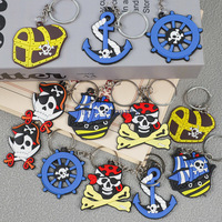 12Pcs Cartoon Skull Pirate Theme PVC Keychian Backpack Pendant for Kids Birthday Party Favors Halloween Party Gift Pinata Filler