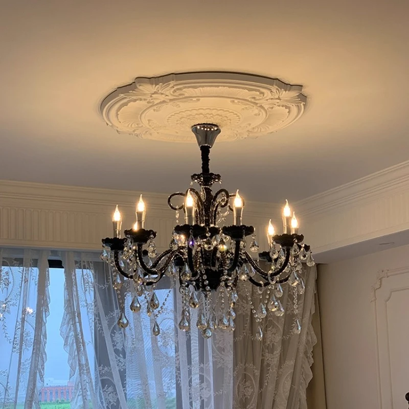 الأوروبي الأسود الفولاذ المقاوم للصدأ الثريات الدمعة شكل كريستال قلادة ضوء غرفة المعيشة دراسة غرفة نوم فندق LED مصباح معلق #2