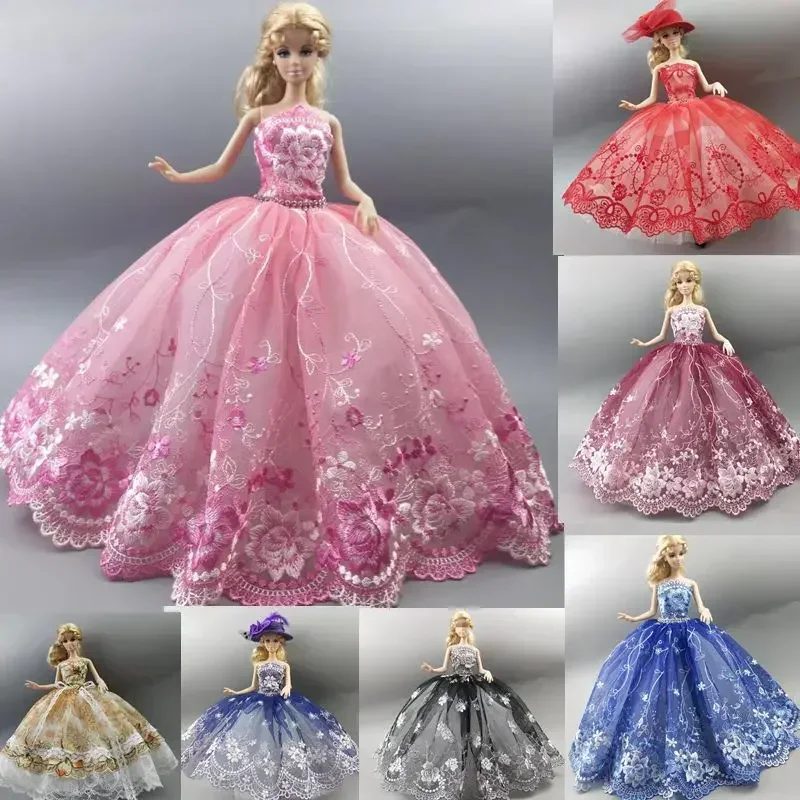 

1/6 BJD Doll Clothes Floral Wedding Dress for Barbie Clothes for Barbie Dollhouse Accessories Princess Outfits Gown Toys 11.5"