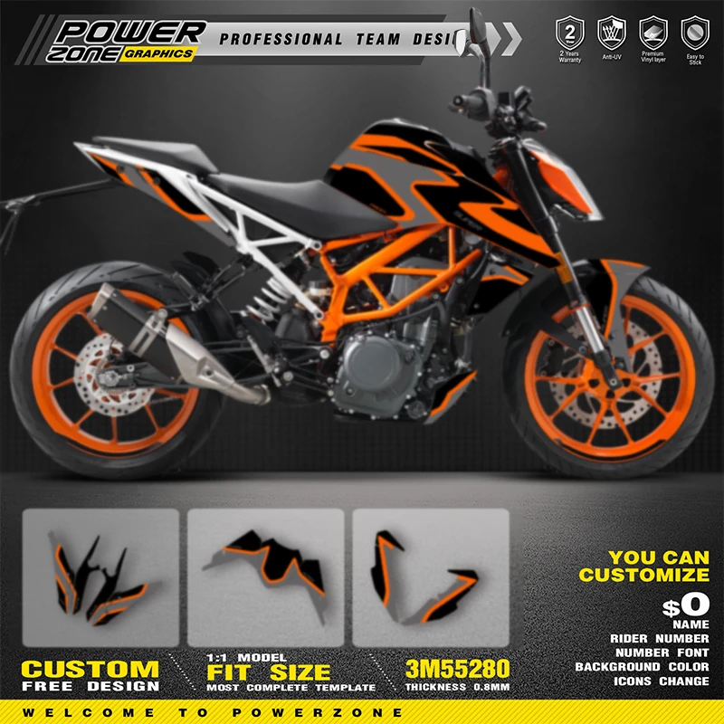 

PowerZone for Custom Team Graphics Backgrounds Decals Stickers Kit For KTM 2017-2020 DUKE 125 390 Motorcycle SUPERMOTO 13