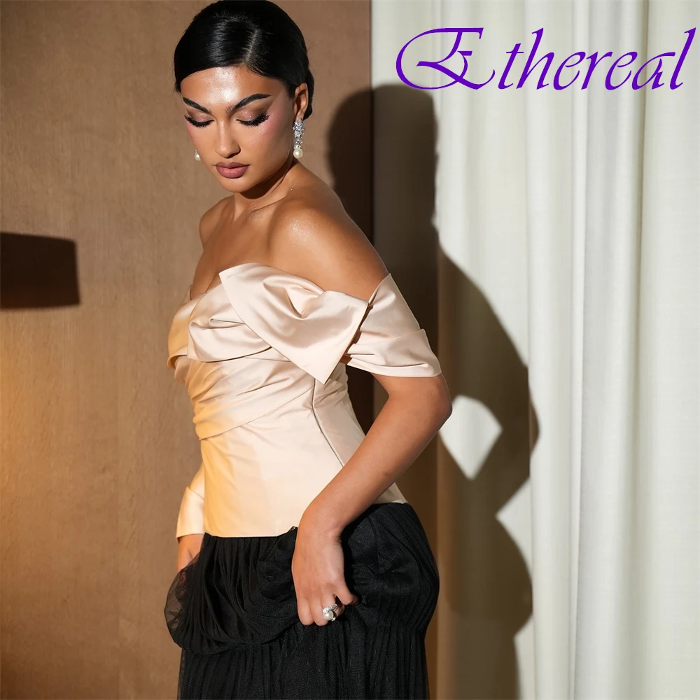 تخصيص أنيقة قارب الرقبة مساء اللباس أزياء الشيفون فساتين حفلة موسيقية حساسة التباين اللون فساتين المناسبات الخاصة #4