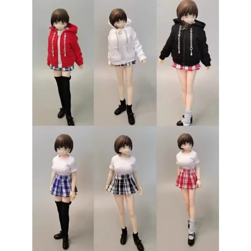 1/12 Scale Female Soldier Hoodie Coat Sweater T-shirt Pleated Skirt Clothes Set Model CDTOYS CD036 for 6'' Action Figures Doll