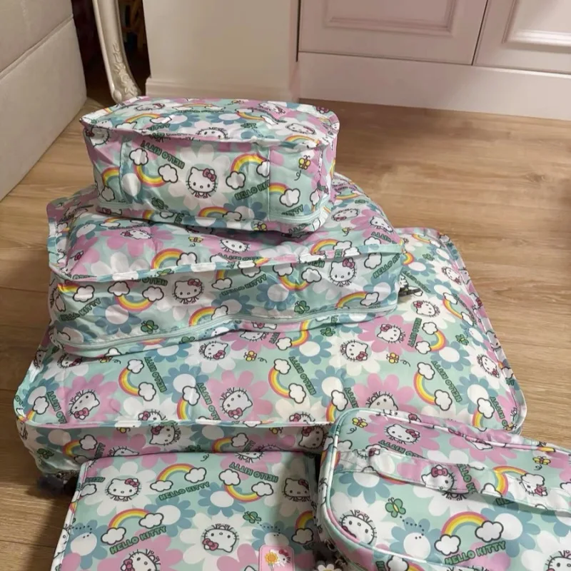 3pcs Kawaii Cartoon Print Hello Kitty Travel Business Trip Suitcase Storage Bag Clothes Shoes Package Holder Storage Device Gift - Image 2