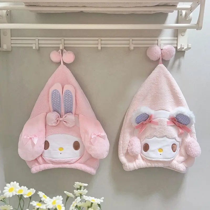 

Cartoon Anime Sanrio My Melody Home Use Coral Fleece Bag Hair Cap Dry Hair Cap Cartoon Anime Quick-Dry Headscarf Bathroom Usage