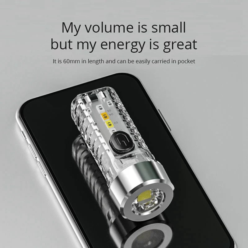 Keychain Light Outdoor Household Mini Luminous Multi-Function Red And Blue Flashing Rechargeable Flashlight