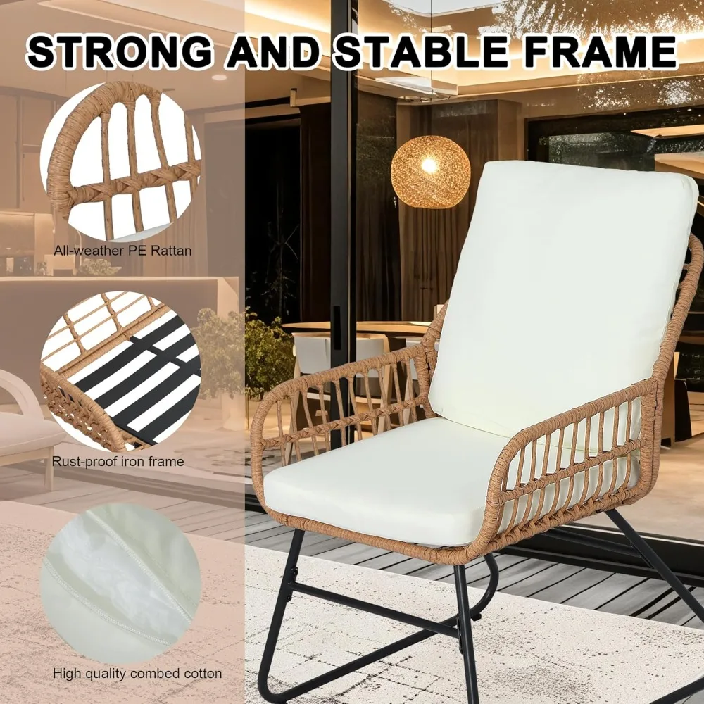 مجموعة أثاث الفناء الخارجي مكونة من 4 قطع، مجموعة محادثة للفناء، مجموعات بيسترو من الخيزران مع كراسي بمقعدين و