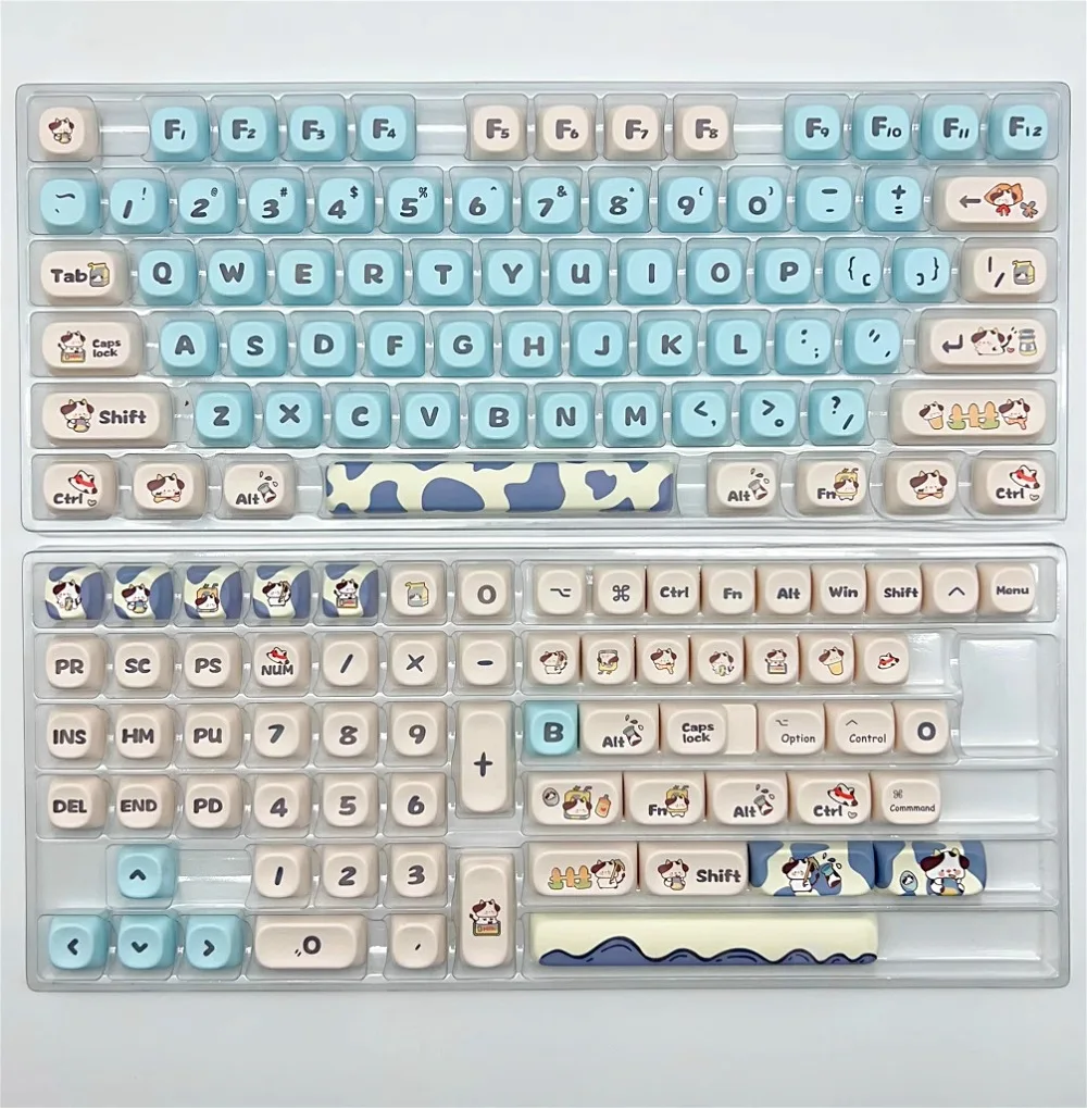 Cow keycap PBT hot sublimation MOA height, retro mechanical keyboard customization, multi-column