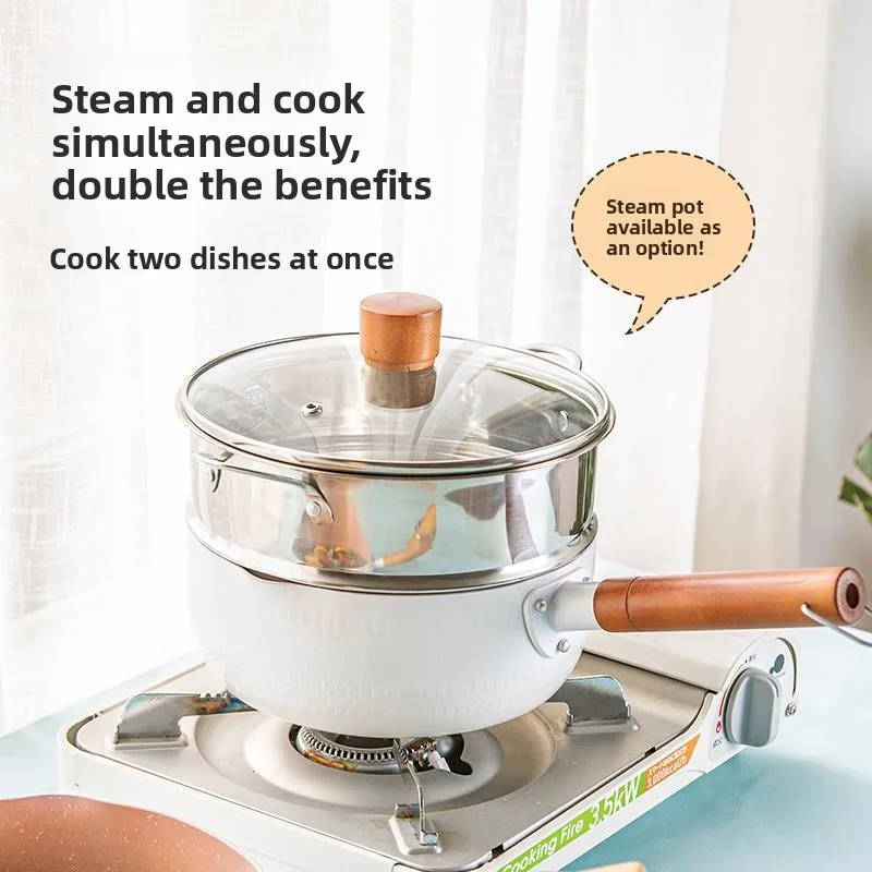 Japanese Style Non-Stick Milk Pan for Cooking Instant Noodles And Auxiliary Foods Macaron Colored Kitchen Tool for Gas Stove
